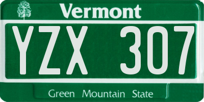VT license plate YZX307