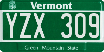 VT license plate YZX309