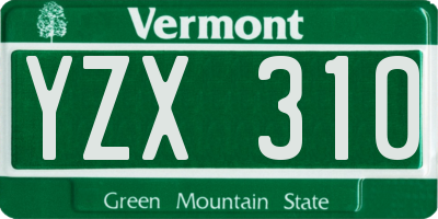 VT license plate YZX310