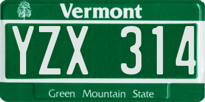 VT license plate YZX314