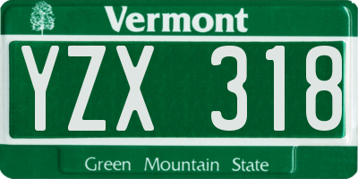 VT license plate YZX318