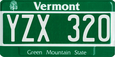 VT license plate YZX320