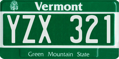VT license plate YZX321