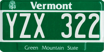 VT license plate YZX322
