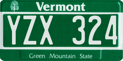 VT license plate YZX324