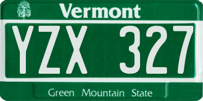 VT license plate YZX327