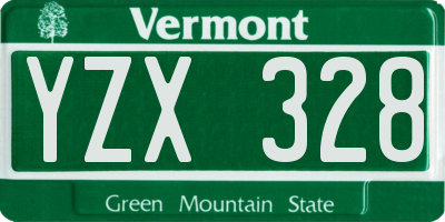 VT license plate YZX328
