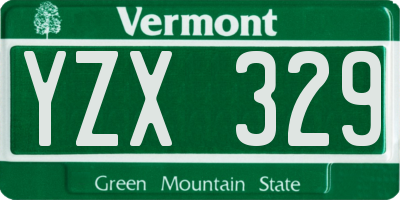 VT license plate YZX329