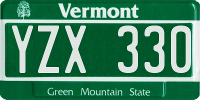 VT license plate YZX330