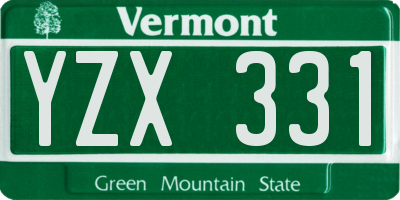 VT license plate YZX331