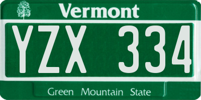 VT license plate YZX334