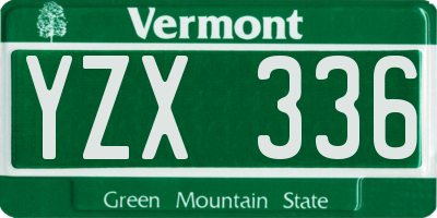 VT license plate YZX336