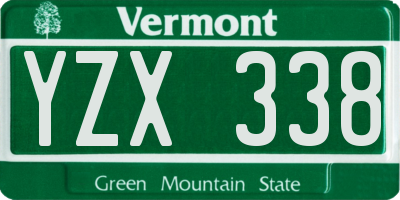 VT license plate YZX338