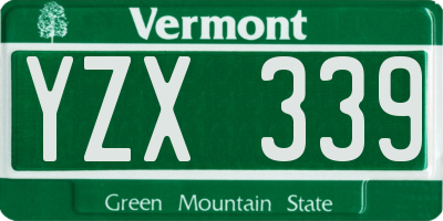 VT license plate YZX339