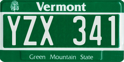 VT license plate YZX341