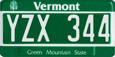 VT license plate YZX344