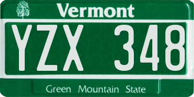 VT license plate YZX348