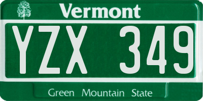 VT license plate YZX349