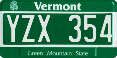 VT license plate YZX354