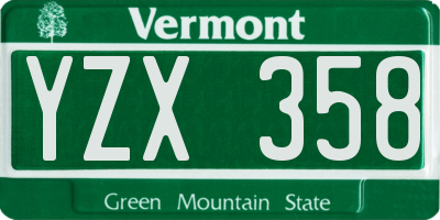 VT license plate YZX358