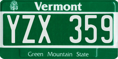 VT license plate YZX359