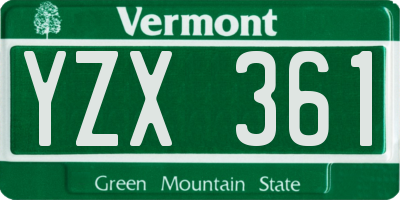 VT license plate YZX361