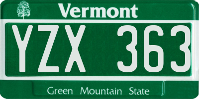 VT license plate YZX363