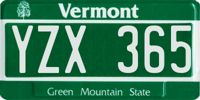 VT license plate YZX365