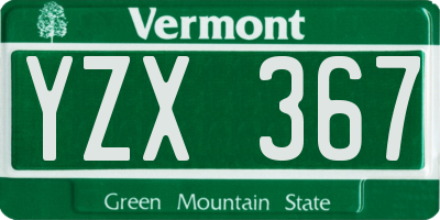 VT license plate YZX367