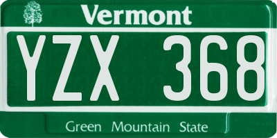 VT license plate YZX368