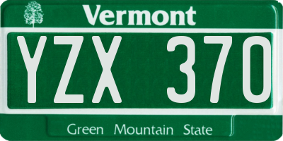 VT license plate YZX370