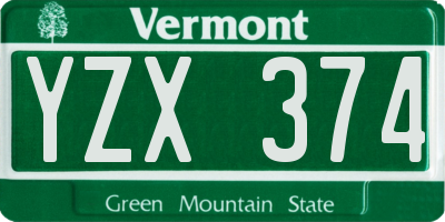 VT license plate YZX374