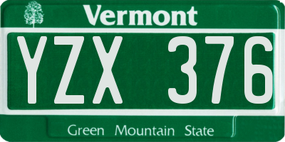 VT license plate YZX376