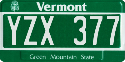 VT license plate YZX377