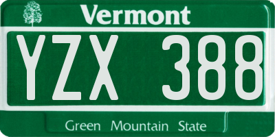 VT license plate YZX388