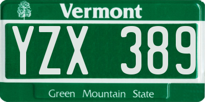 VT license plate YZX389
