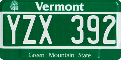 VT license plate YZX392