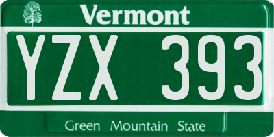 VT license plate YZX393