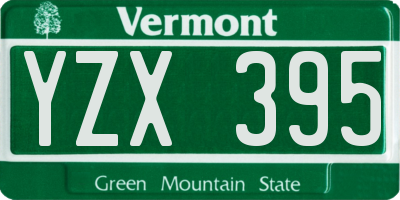 VT license plate YZX395