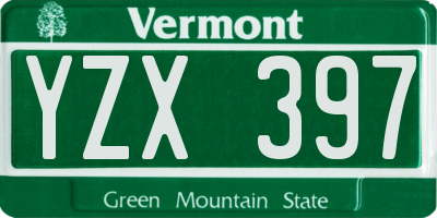VT license plate YZX397
