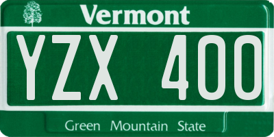 VT license plate YZX400