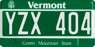 VT license plate YZX404
