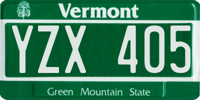 VT license plate YZX405
