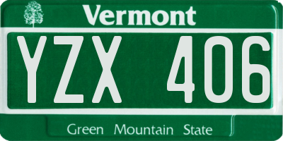 VT license plate YZX406