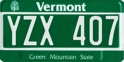 VT license plate YZX407