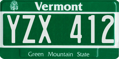 VT license plate YZX412
