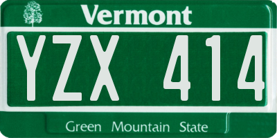VT license plate YZX414