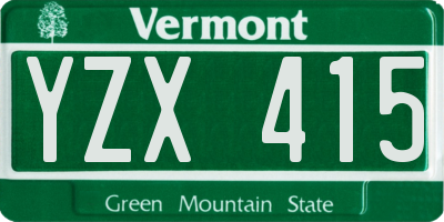 VT license plate YZX415