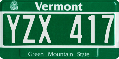 VT license plate YZX417