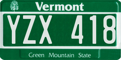 VT license plate YZX418